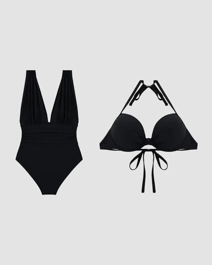 Maillot de bain décolleté en V avec bretelles licou
