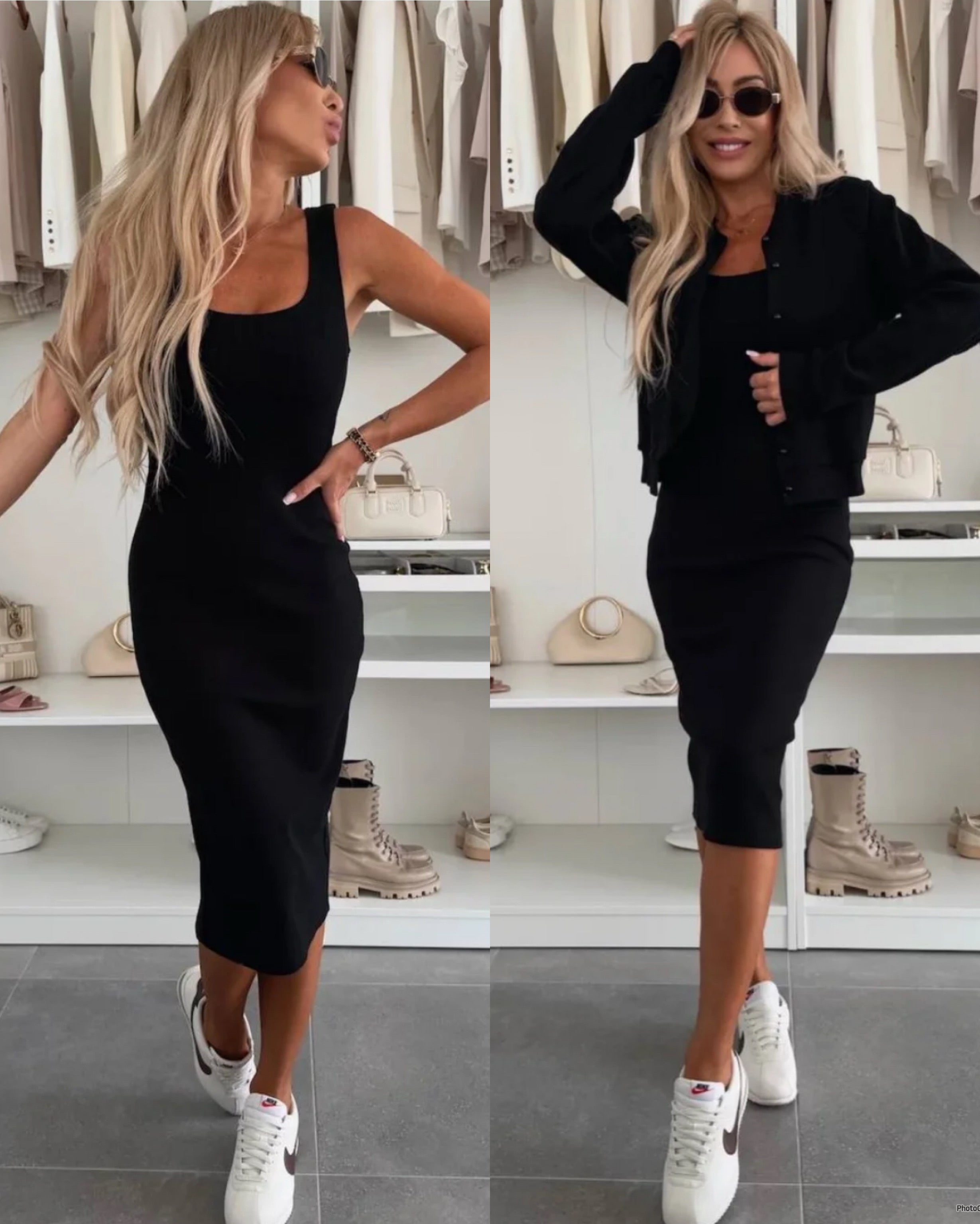 Hélène - Robe côtelée & veste bomber