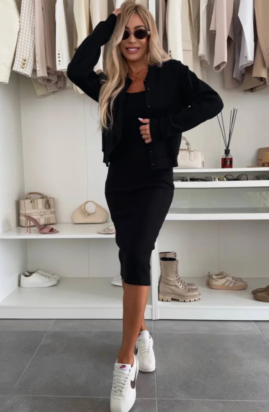 Hélène - Robe côtelée & veste bomber