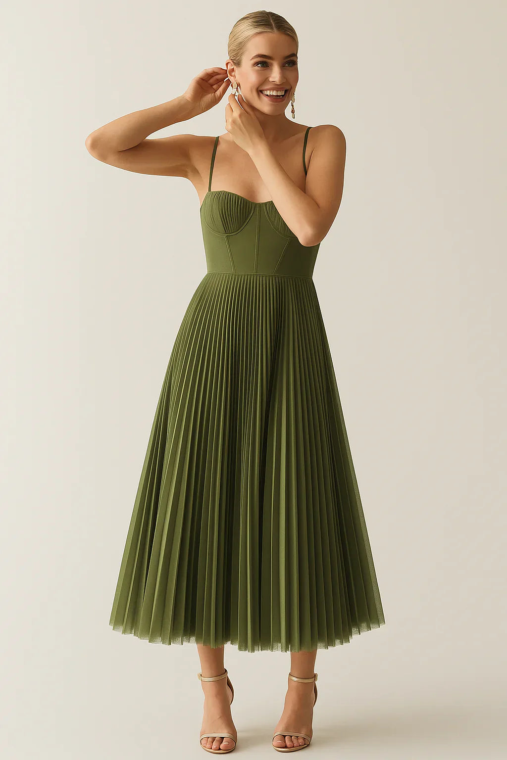 Isabelle - Robe Midi en Tulle Plissé