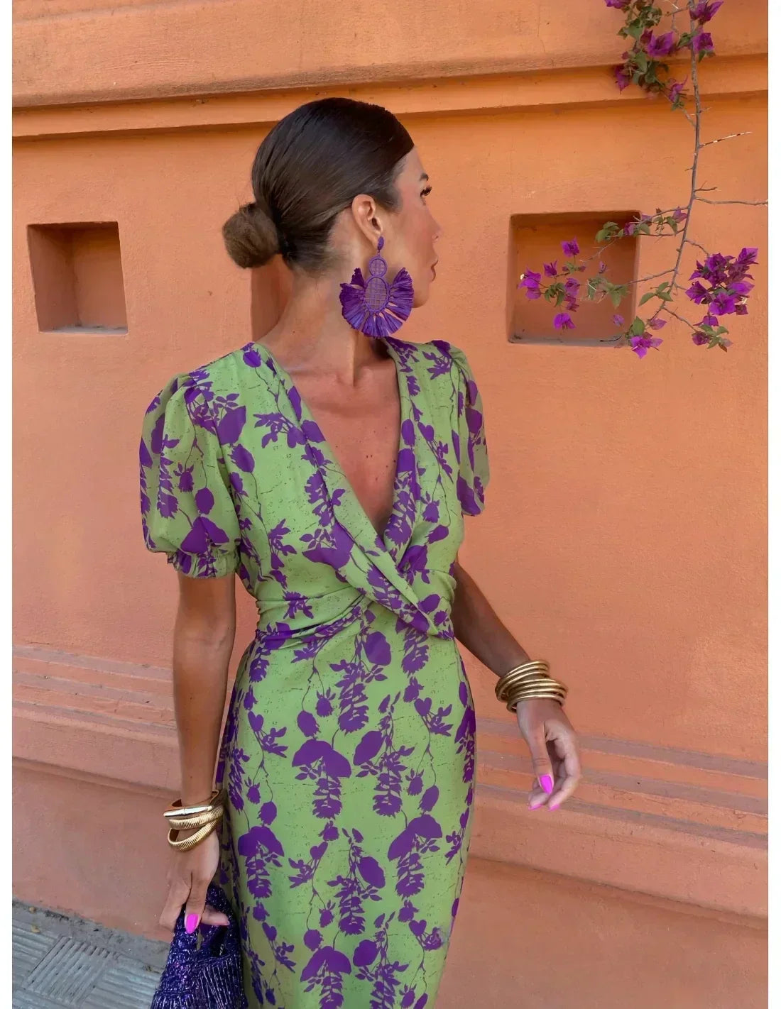 Rhiannon - Robe Midi Tordue Imprimée