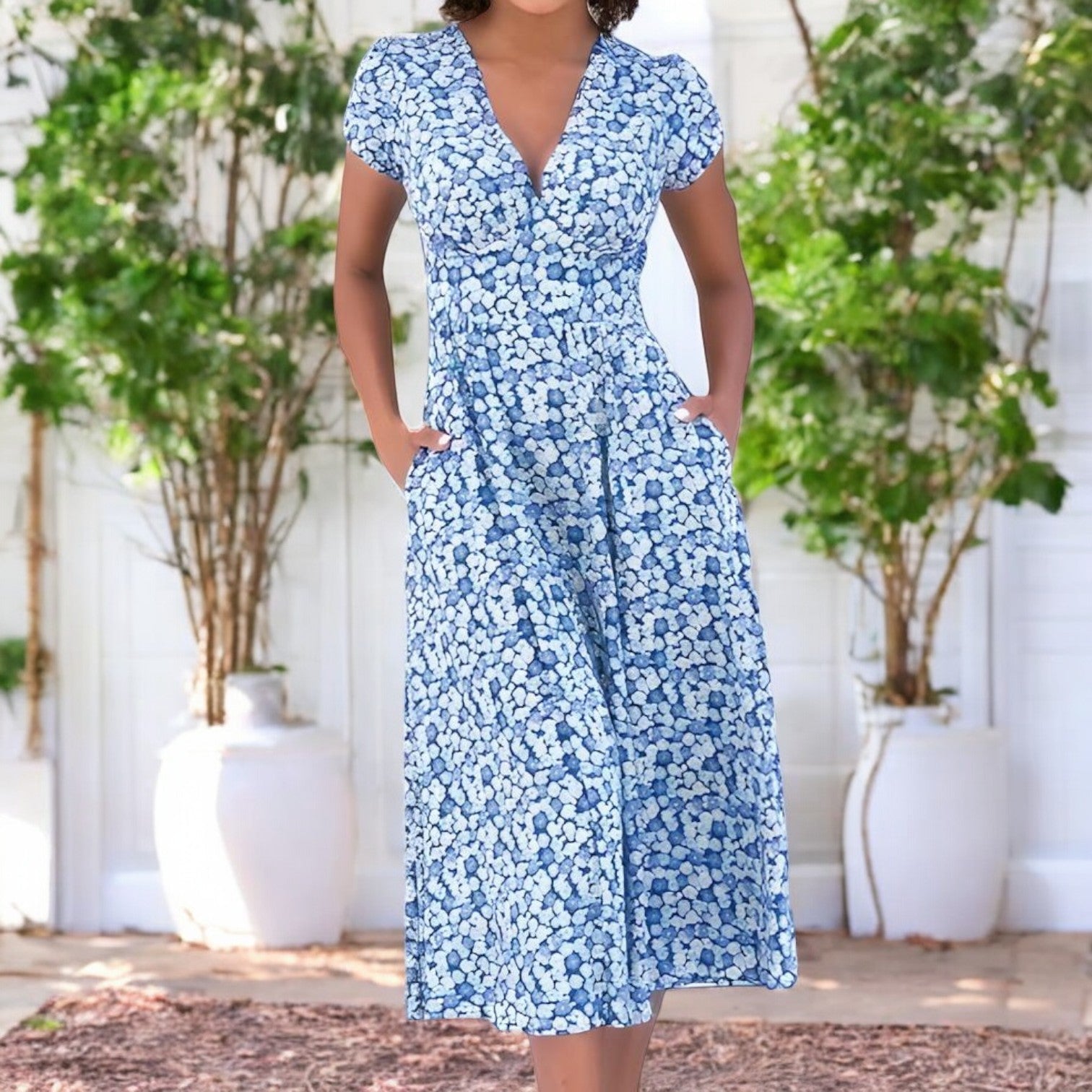 Lilou - Robe Midi Florale d'Été