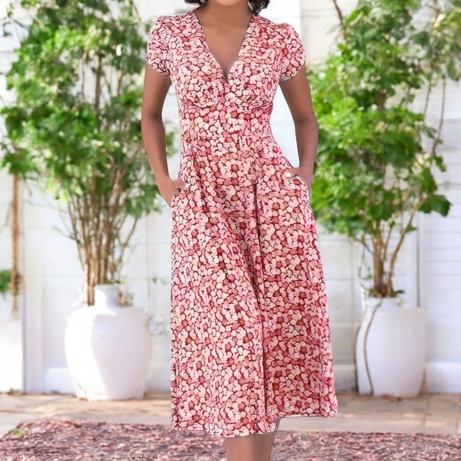 Lilou - Robe Midi Florale d'Été