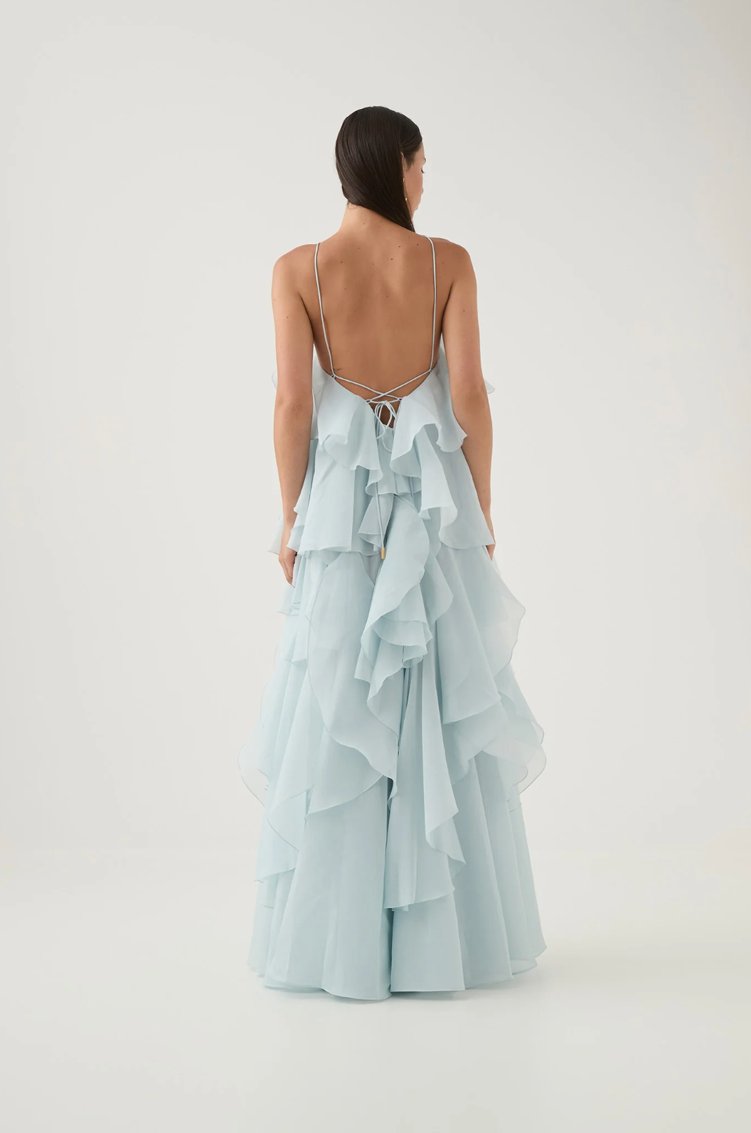 Lyna – Robe longue fluide à volants