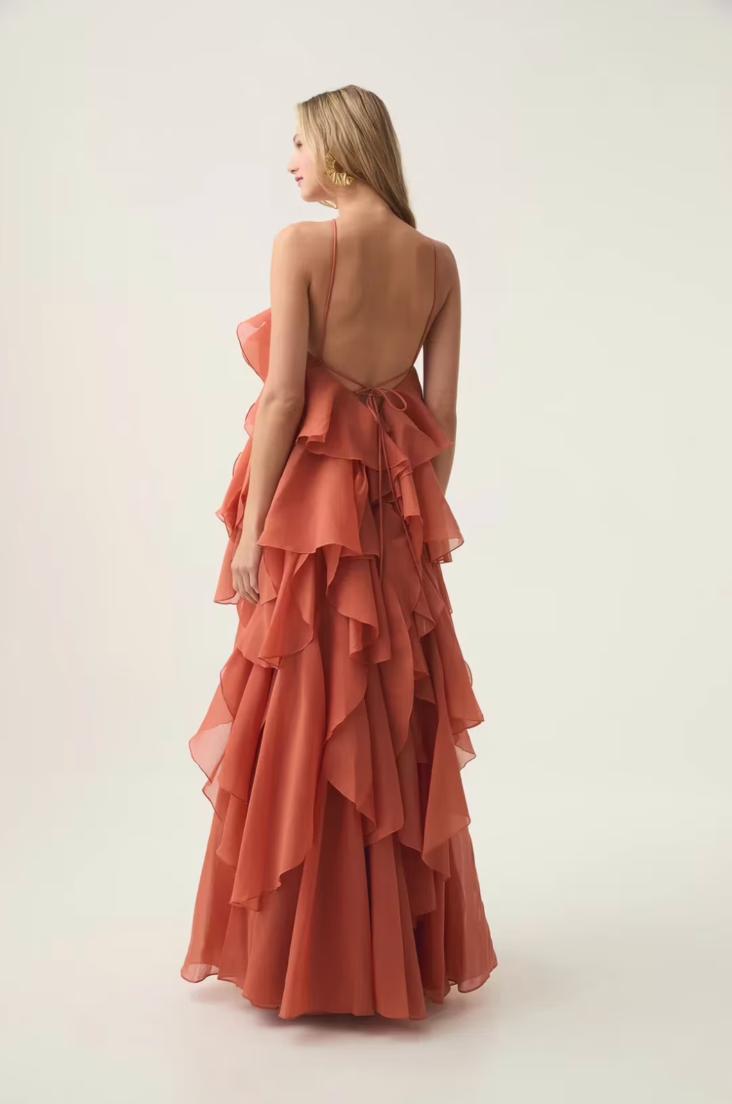 Lyna – Robe longue fluide à volants