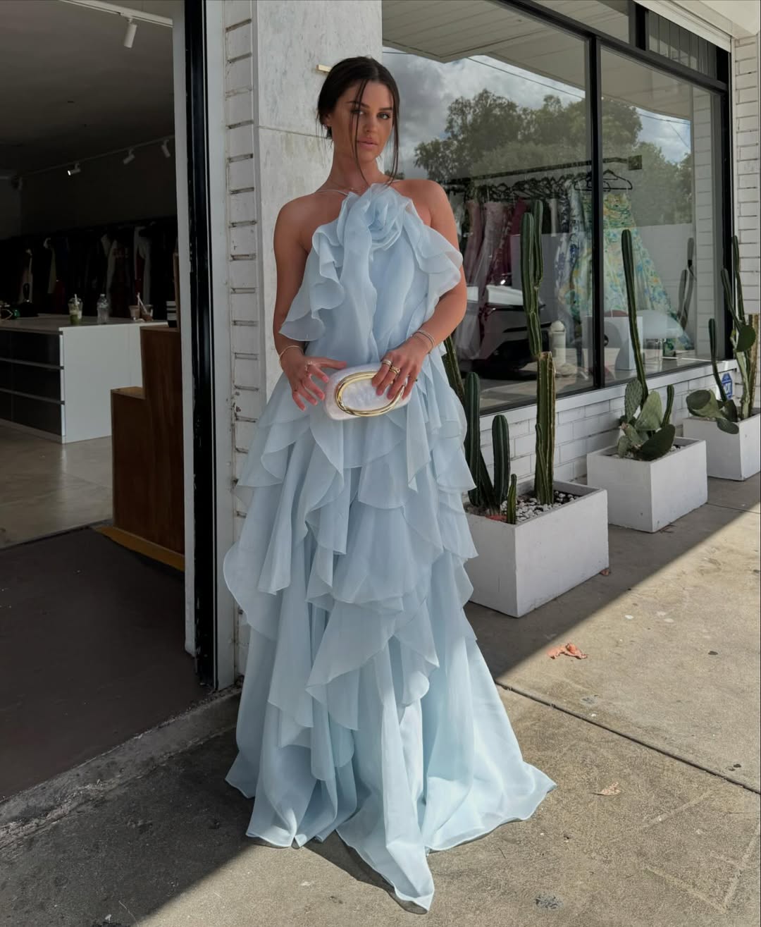 Lyna – Robe longue fluide à volants