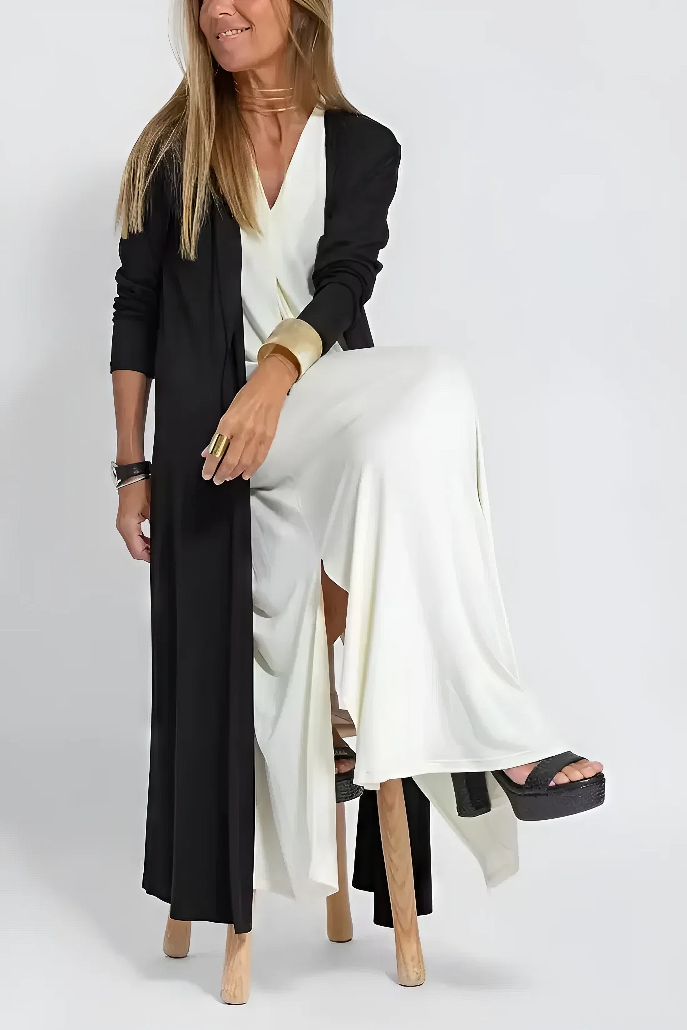 ANNE | Robe longue élégante + gilet assorti OFFERT