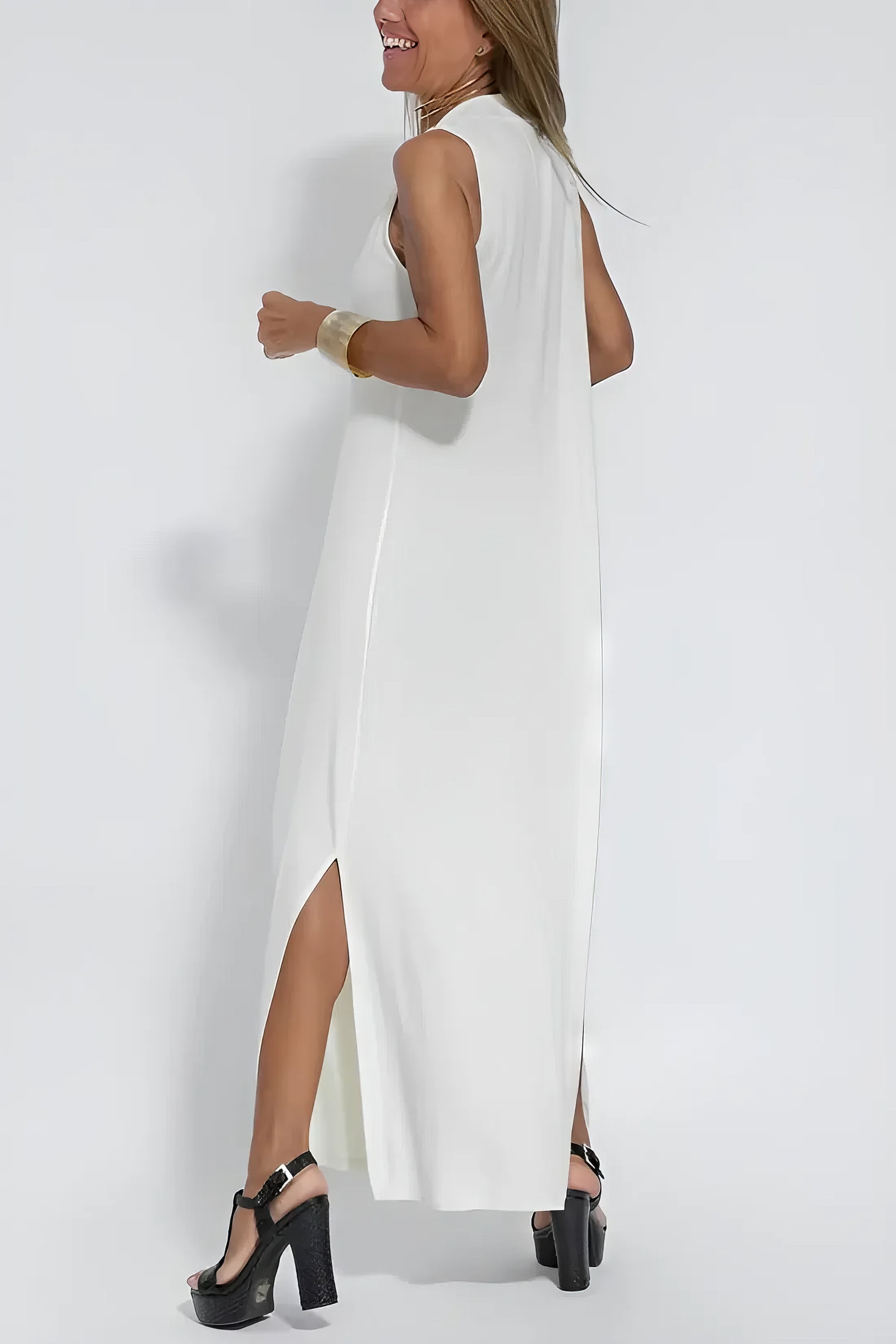 ANNE | Robe longue élégante + gilet assorti OFFERT