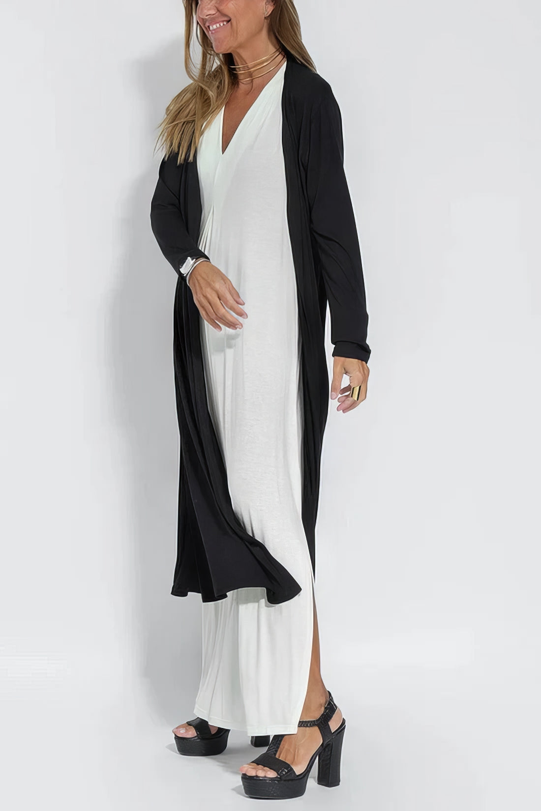 ANNE | Robe longue élégante + gilet assorti OFFERT