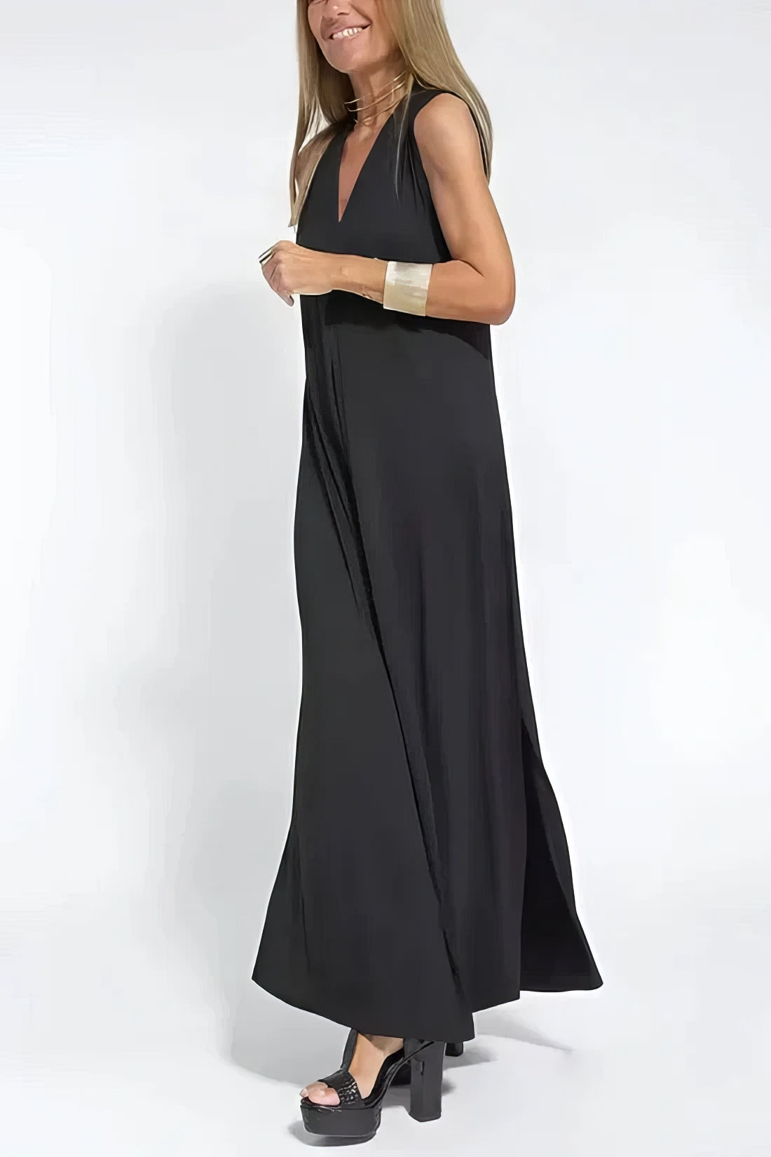 ANNE | Robe longue élégante + gilet assorti OFFERT