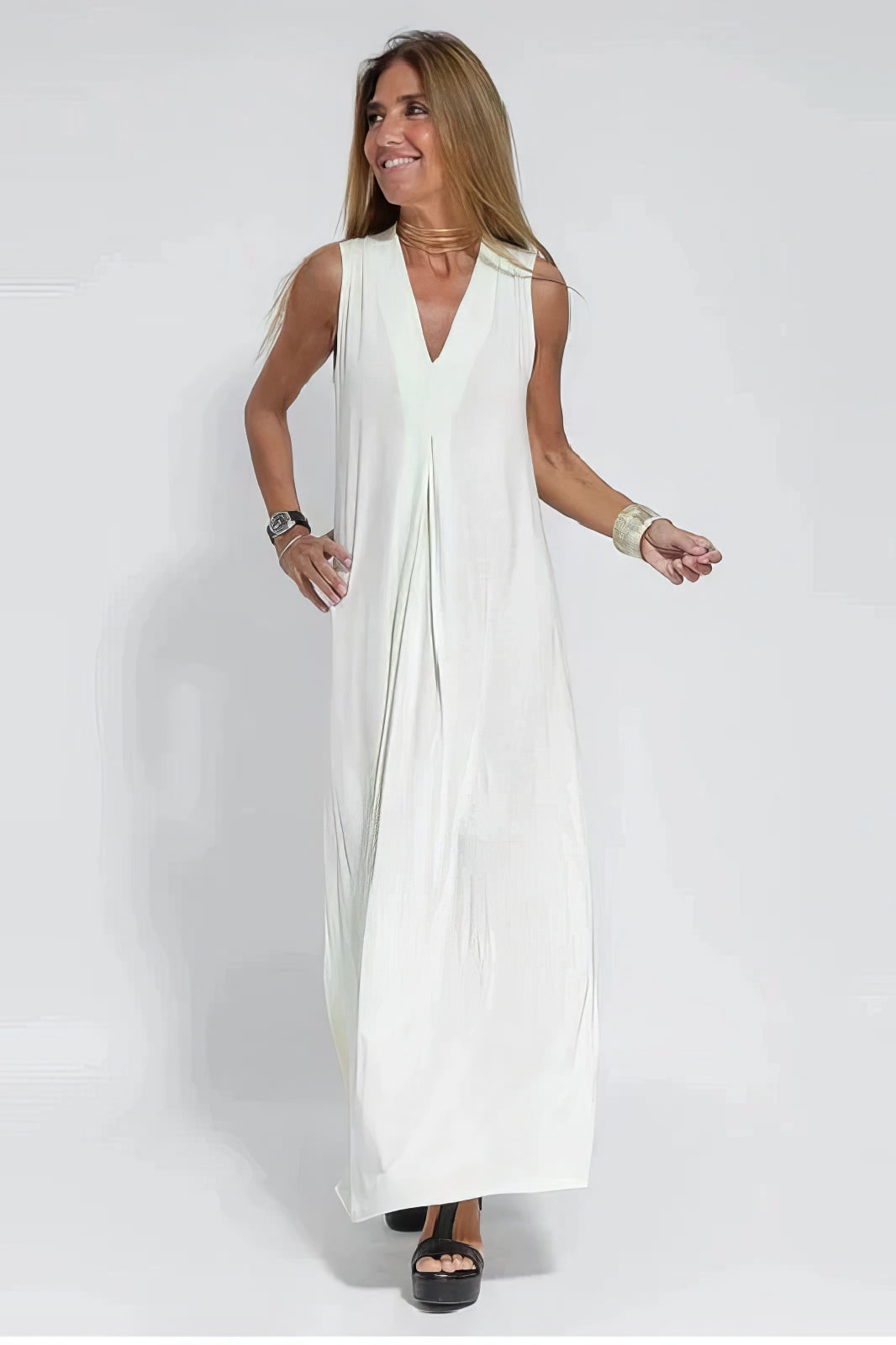 ANNE | Robe longue élégante + gilet assorti OFFERT