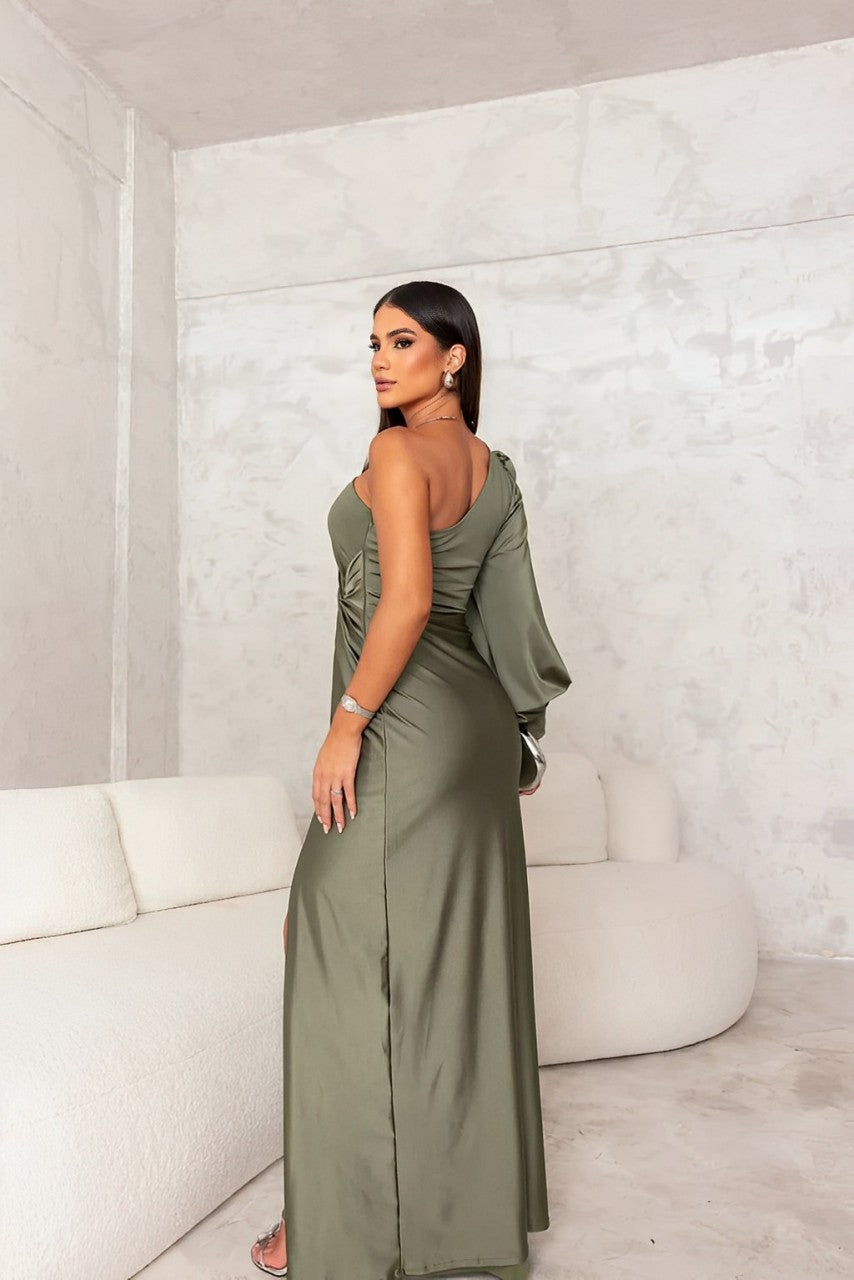 Olivie – Robe de soirée en satin à une épaule