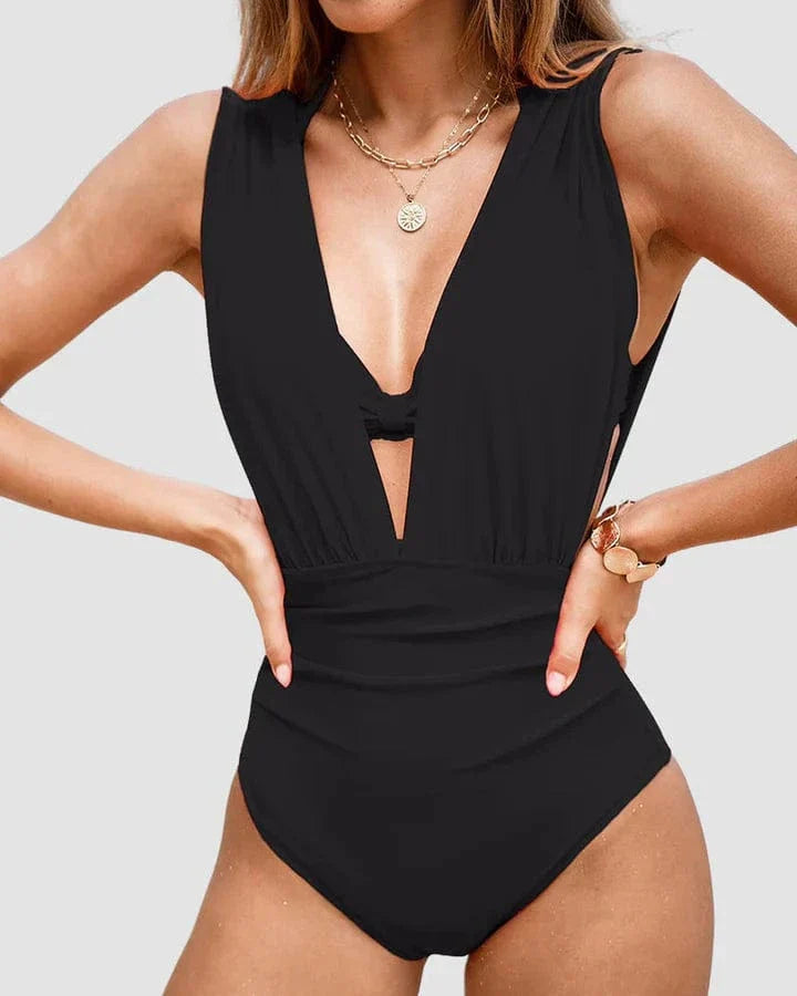 Maillot de bain décolleté en V avec bretelles licou