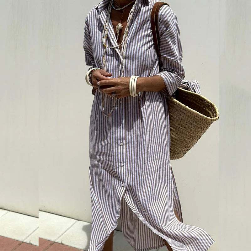 INAYA | Robe chemise rayée
