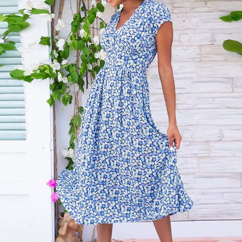 Lilou - Robe Midi Florale d'Été