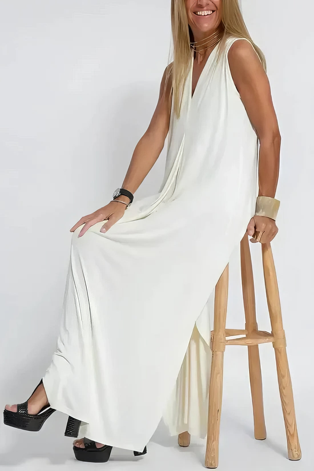 ANNE | Robe longue élégante + gilet assorti OFFERT
